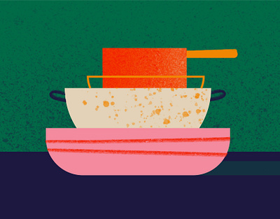 Food Illo #1 - Pots & Pans art editorial illustration food food app food illustrator grain graphic home illustration illustration art ipad kitchen magazine palette pan pans pots procreate texture vector