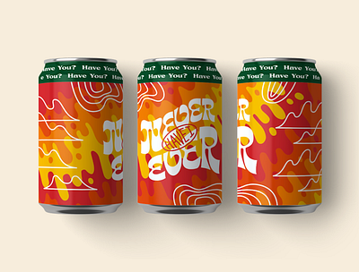 Never Have I Ever Blonde Ale beer beer can beer label design graphic design handlettering illustration lettering
