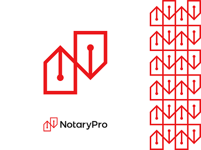 NotaryPro logo design: pen tips forming N letter abstract bureau deals firm fountain pen ink law legal letter mark monogram logo logo design logo designer metal nib modern n notary notary public pen stylus pen writing