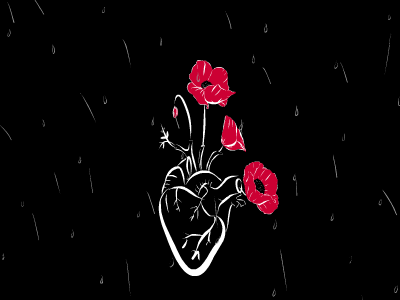 Winter black white black and white blackandwhite design digital illustration flowers graphic design graphicdesign hand drawn handmade heart illustraion illustration poppies poppy rain red vector wacom