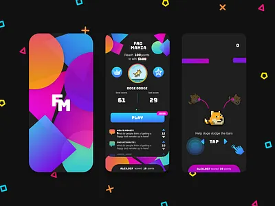 Fad Mania App app app design design game game art game design games gaming ios iphone iphone game mobile mobile app mobile app design mobile application mobile design mobile game mobile ui neon ui