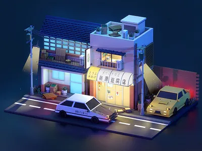 Initial D c4d design illustration