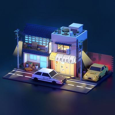 Initial D c4d design illustration