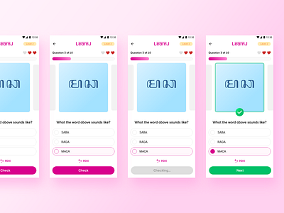 LEARNJ | WHEN A 'CHECK' BUTTON CLICKED BY YOSAFAT DHIMAS adobe xd android app design android design brand identity exploration learning app mobile app design ui ui design ui ux design ux ux design visual design