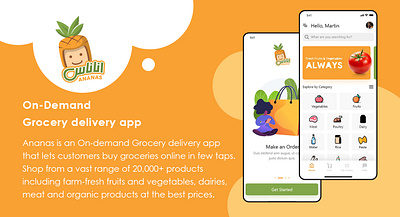 Ananas - On-Demand Grocery Delivery App food app food app ui grocery app grocery delivery app grocery online on demand on demand app