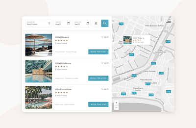 Travel - Hotel Search with Map app datepicker filters hospitality hotel hotel app hotel booking hotel website location map rating rental search search engine search hotel travel ui ui ux uidesign vacation