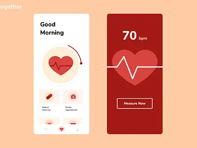 Together Medical App app app design health app heart heartbeat medical medical app ui ux