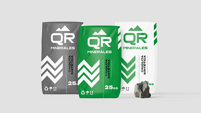 QR MINERALES brand brand identity branding design green icon logo packaging rock typography web