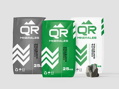 QR MINERALES brand brand identity branding design green icon logo packaging rock typography web