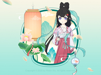 出行记 character character design chiese character drawing drawingart lotus princess summer summer festival