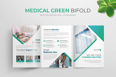 Medical Green | Bifold Brochure bofold branding brochure brochure design business catalogue clean download editorial elegant free green indesign lookbook magazine medical modern portfolio template