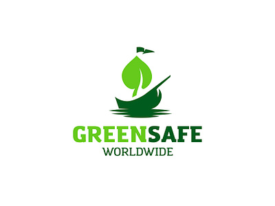 GREENSAFE boat branding design green inspiration leaf logo minimalism sail vector water waves