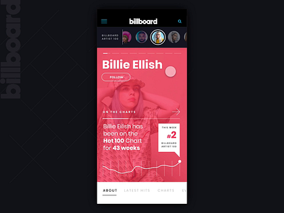 Billboard Artist Page - Story Carousel animation design media music ui ux