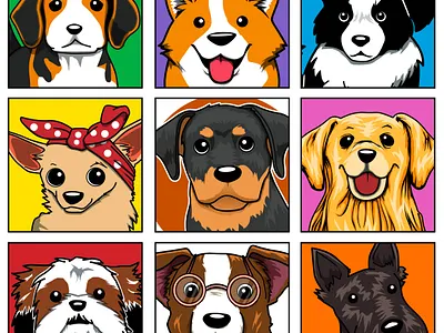 Dog faces adobe photoshop art cute art design dog dogs drawing illustration pet
