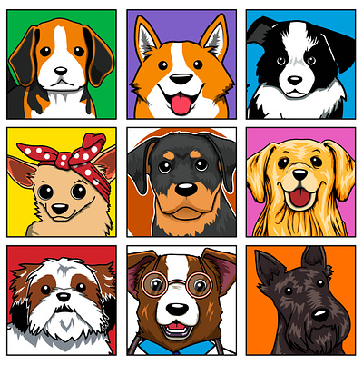 Dog faces adobe photoshop art cute art design dog dogs drawing illustration pet