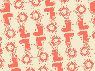Earth boot design earth flower flower illustration growth pattern rain repeat seamless set smile sunflower
