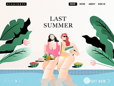 two girls enjoying their summer day art design flat graphic design illustration illustrator ui vector web website