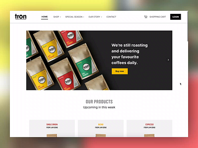 Micro interaction for coffee shop. animate animation coffee coffee bean coffee shop homepage hover interaction interaction landing page shop shopping shopping app specialty specialty coffee ux website website interaction