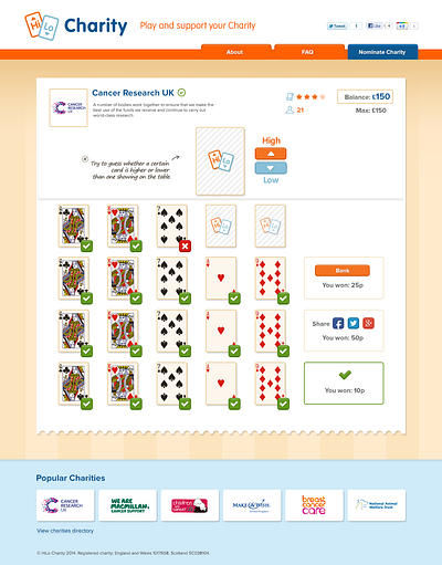 Hi-Low Charity arnimedia branding charity cms design game games illustration theme web web design website concept