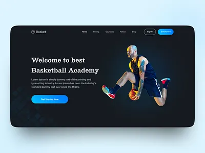 🏀 Sports Landing Page Design 🏀 app app design basketball landing page hero section landing page design minimal mobile ui sports sports landing page design trendy ui ui designer ux website