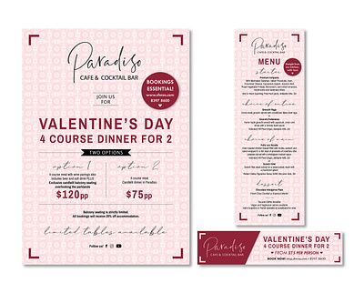 Paradiso Valentine's Day Marketing Materials corporate design corporate flyer design digital design digital designer email footer design email template flyer design graphic design graphic designer marketing campaign menu menu design