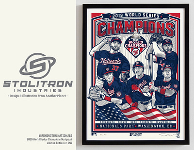 Nationals 5-Player World Series Champions Poster baseball graphic design illustration limited edition mlb mlbpa nationals poster serigraph world series