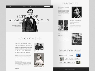 Abraham Lincoln - Biography Website abraham lincoln anniversary biography clean history homepage landing page president biography president of usa website