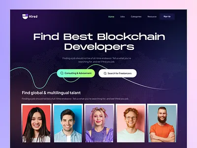 Hiring Website design blockchain hire hiring hr landing page recruit recruitment web design