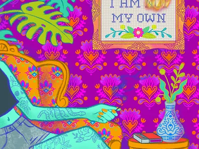 I Am My Own design digital illustration fashion illustration floral pattern illustration ipad pro lettering pattern plants procreateapp rainbow