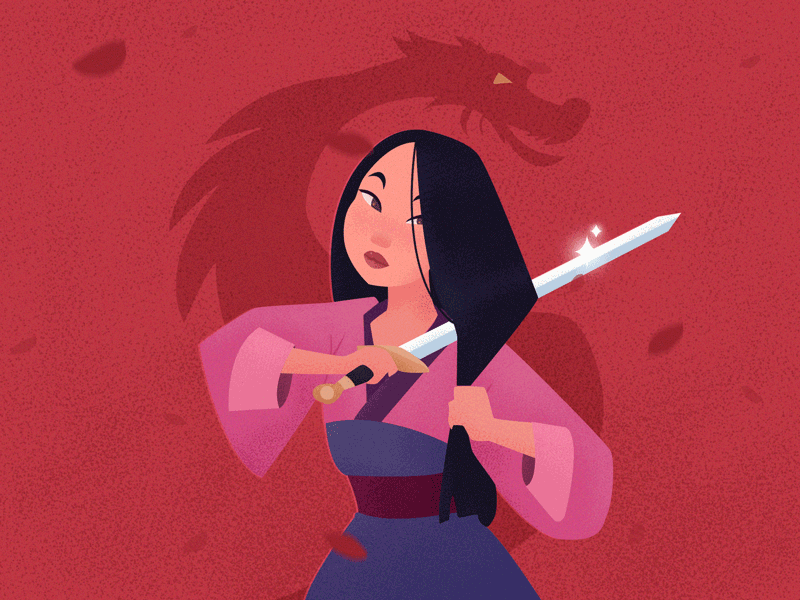 Moment of defiance character color concept fanart flat girl illustration mulan