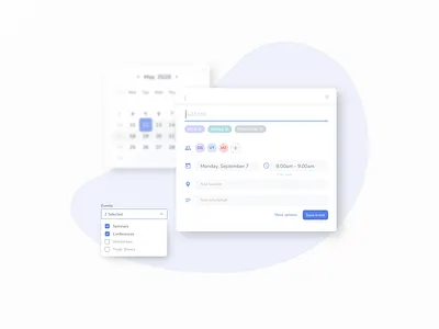 Create event add calendar calendar app calendar design calendar ui component design component library create design figma figma design interface meeting meeting room meetings meetup muzli ui ux web