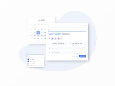 Create event add calendar calendar app calendar design calendar ui component design component library create design figma figma design interface meeting meeting room meetings meetup muzli ui ux web