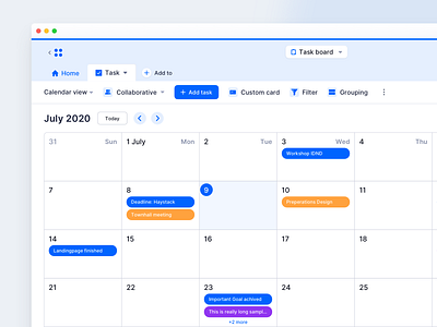 Calendar View – HIPA Cloud air table calendar clean cutomizable interactive minimal modern saas table tags toggle view tool ui ux view web app work