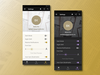 Ebook Reader Settings - Daily UI 7 dailyui design designer ebook ui ux