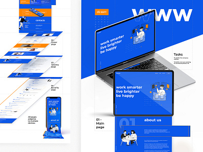 New website concept of software development company animation branding design flat illustrator minimal ui ux web website