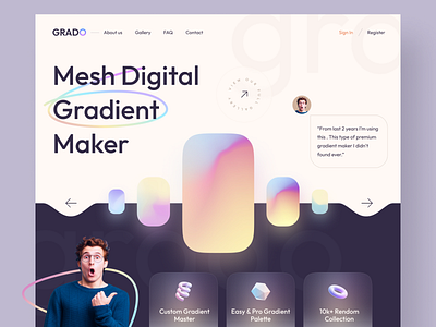 GRADO - Gradient Maker Website color maker figma gradient gradient effect gradient maker graphics landing page linear gradient mesh gradient minimal ui ux web web platform web template website