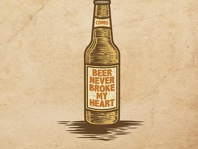 Beer Never Broke My Heart design handdrawn illustration logo tshirtdesign vector vintage woodengrafis