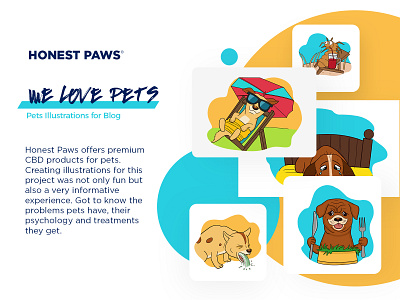 Pet Illustrations blog illustration cartoon cats character dogs happy illustration mascot pets