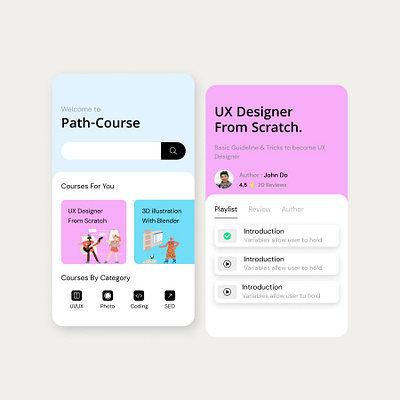 E-Course Design Section app design figma interaction interaction design interface ui uiux user experience ux