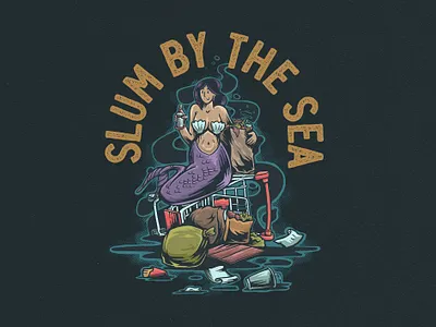 SLUM BY THE SEA clothing clothing brand commissionwork dribbble illustration surf surfapparel surfdesign surfillustration surfmerchandise