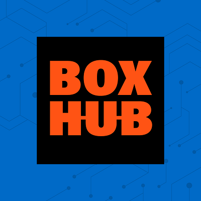 boxhub 01 blue branding coworking design logo orange square storage visual identity