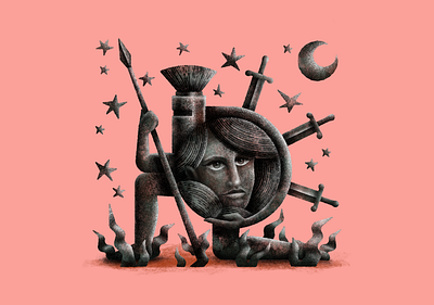 It was worth it armor art design digital digital art digital illustration illustration moon procreate sheild stars stippling texture