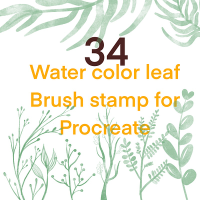 34 watercolors leaf brush stamp for procreate design procreate brush vector