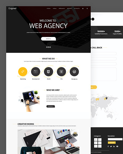 Esigned agency agency website bootstrap css design development html5 responsive template web agency