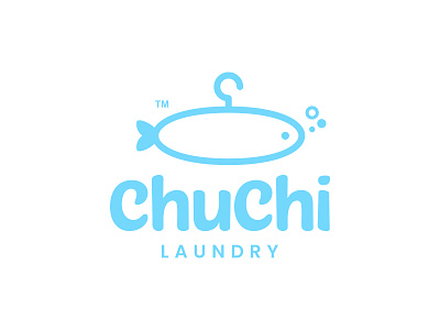 ChuChi Laundry animal app blue character clean cute dual meaning fish hanger icon illustration laundry laundry service logo logo design logos marine simple wash washing