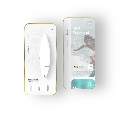 Surf app concept gradient minimal minimalism mobile surf surfboard surfing uidesign white