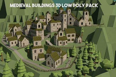 Medieval Buildings 3D Models Pack 3d 3d art building game assets gamedev low poly low poly lowpoly lowpolyart