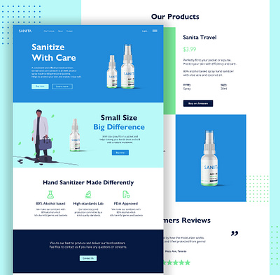 Free Web template Sanita – Hand Sanitizer Website Concept concept covid hand sanitizer webdesign