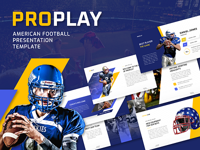 Proplay - American Football Sport PowerPoint Presentation Templa agency american analysis animated biz business chart competition creative dark diagram dynamic esport event flow football games infographic marketing modern