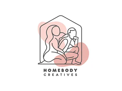 Homebody Creatives body branding house lineart logo pink